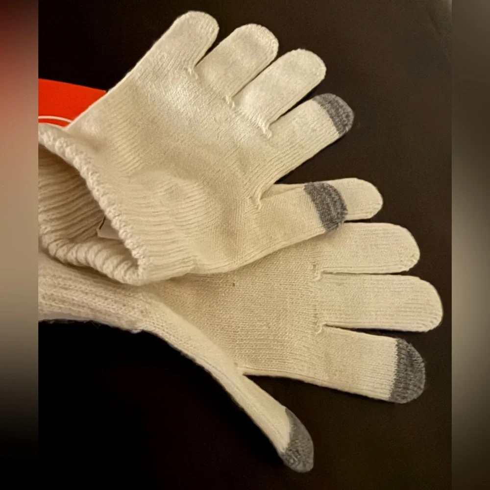 Wonder Nation Girls Winter Earmuffs & Touchscreen Gloves Set | Cream | Big Girls
